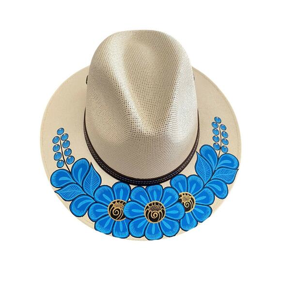 HAT MEXICAN Artisanal Hand Painted Fedora Floral Sombrero Panama Bohemian Medium main image 7